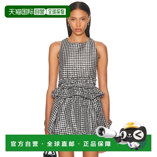 1h可退 香港直邮潮奢 GANNI 甘尼 女士 格纹背部开口褶边上衣 W05