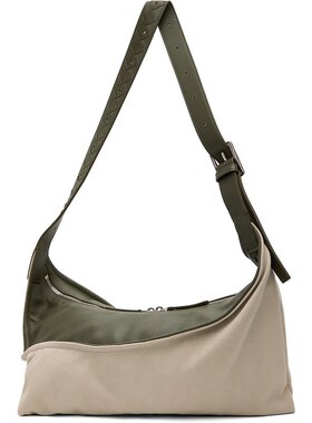 bottegaveneta葆蝶家男士灰白色&绿色小号斜挎包