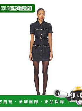 香港直邮Self-Portrait 女士 牛仔水晶裁剪迷你连衣裙 AW25812SBL
