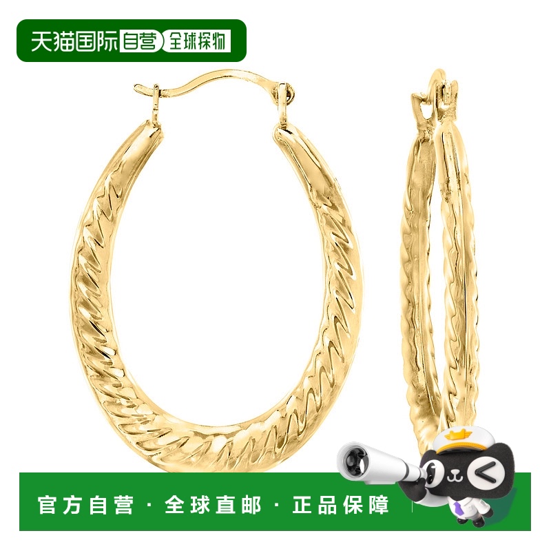 自营 Ross-Simons 14kt 黄金扭纹椭圆形耳环 - 黄色 美国奥莱直发