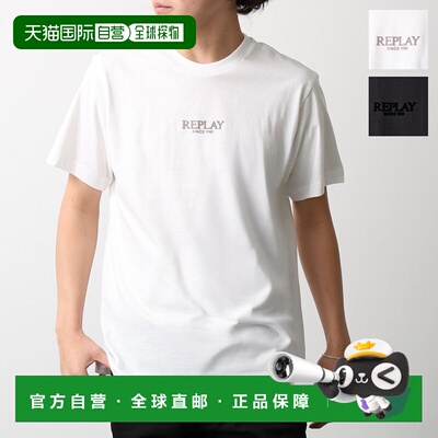 日本直邮REPLAY 男士短袖棉质弹力针织T恤 M3347 2660带Logo圆领