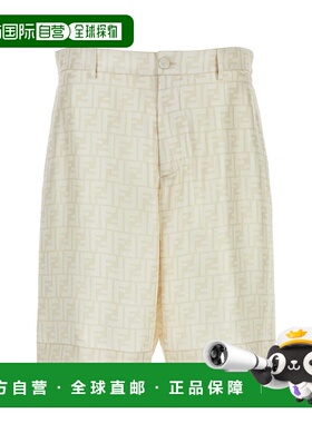 香港直邮FENDI 男士短裤 FB1014AKEEF1H48 AW2024 白色 徽标百慕