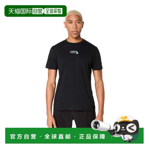 日本直邮Asics 2041A351 图形T恤 短袖T恤 性能黑亚瑟士速干