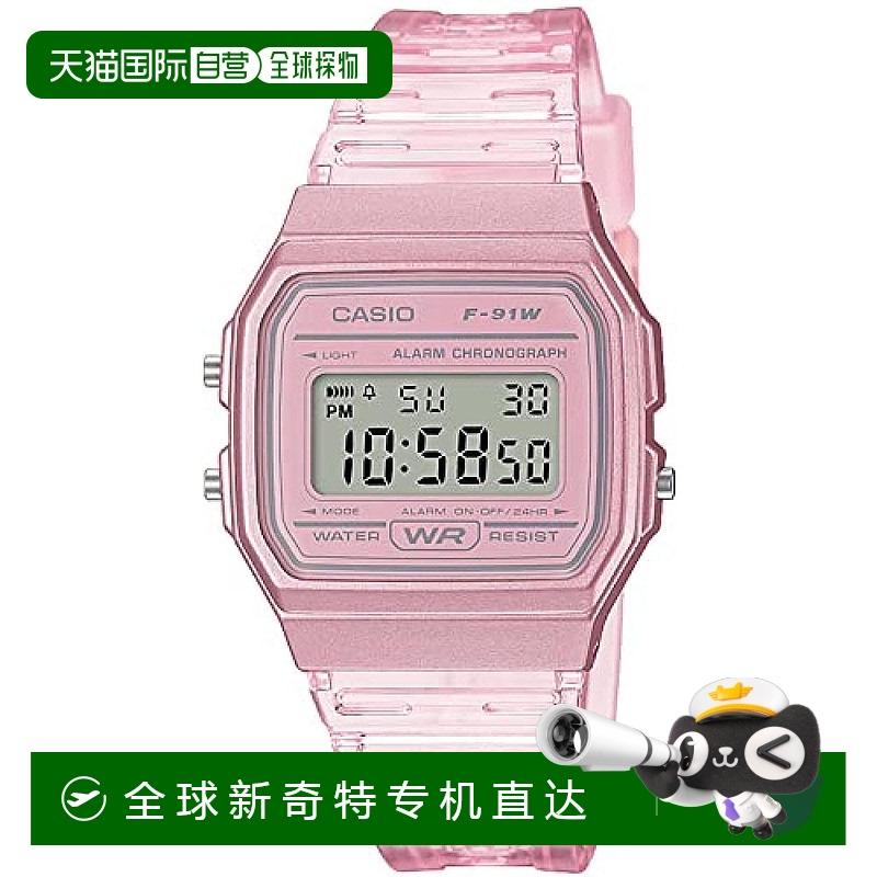 【日本直邮】Casio卡西欧 中性手表 数码石英 透明粉色 F-91WS-4
