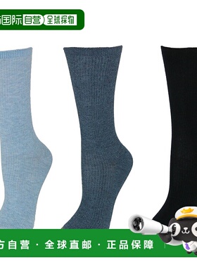 自营 gold toe女士无束缚罗纹中筒袜（3 双装）- 蓝色多色 美国奥