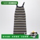 香港直邮Miu 条纹无袖 Miu 1h可退 缪缪 女士 棉混纺连衣裙 MMA927