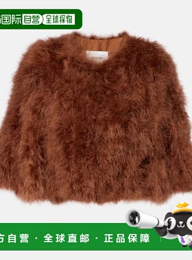 香港直邮潮奢 YVES SALOMON 女士 短款羽毛夹克 brown棕色 舒适时