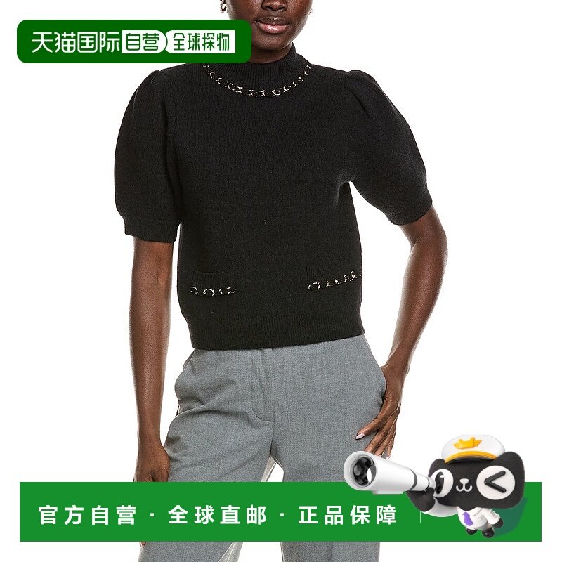 自营Endless Rose Puff Chain Detailed Top - black 美国奥莱直