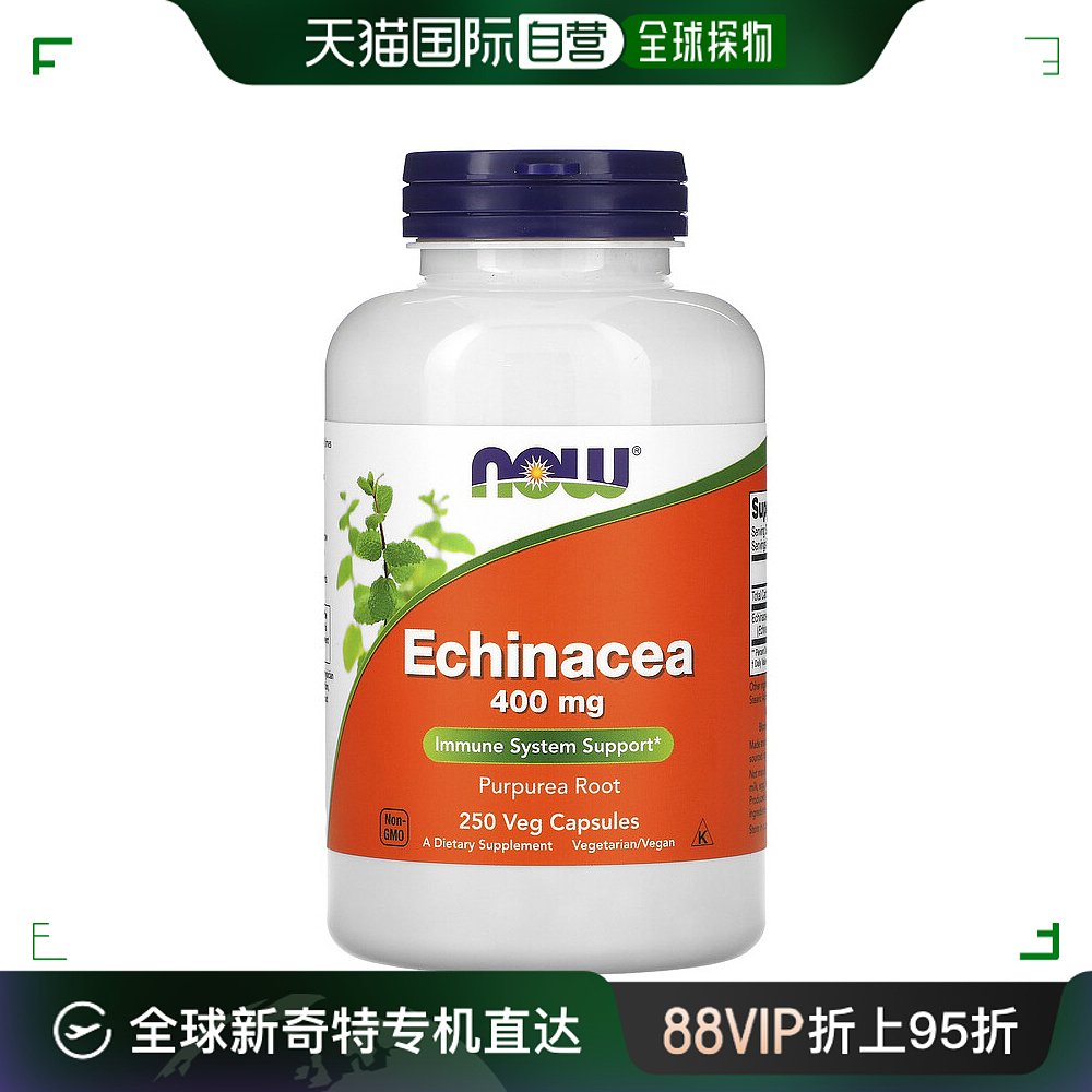 香港直发Now诺奥紫锥菊植物胶囊保护免疫系统营养健康科学250粒