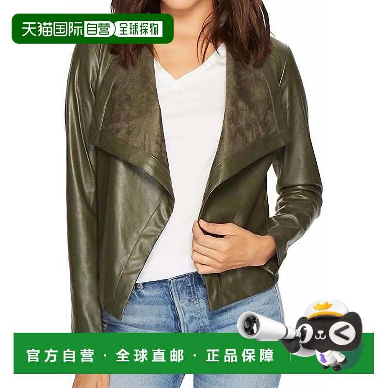 自营bb dakotaGracelyn Open Front Faux Leather Jacket In Oliv