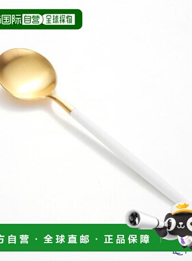 日本直邮Cutipol GOA 白色 金色 18cm 高档不锈钢甜品勺 餐饮具