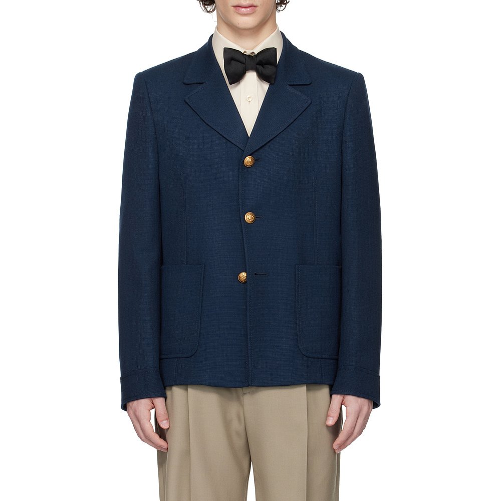 VALENTINO 男士夹克 VCEH75ASY598 SS2025 蓝色 长袖休闲夹克