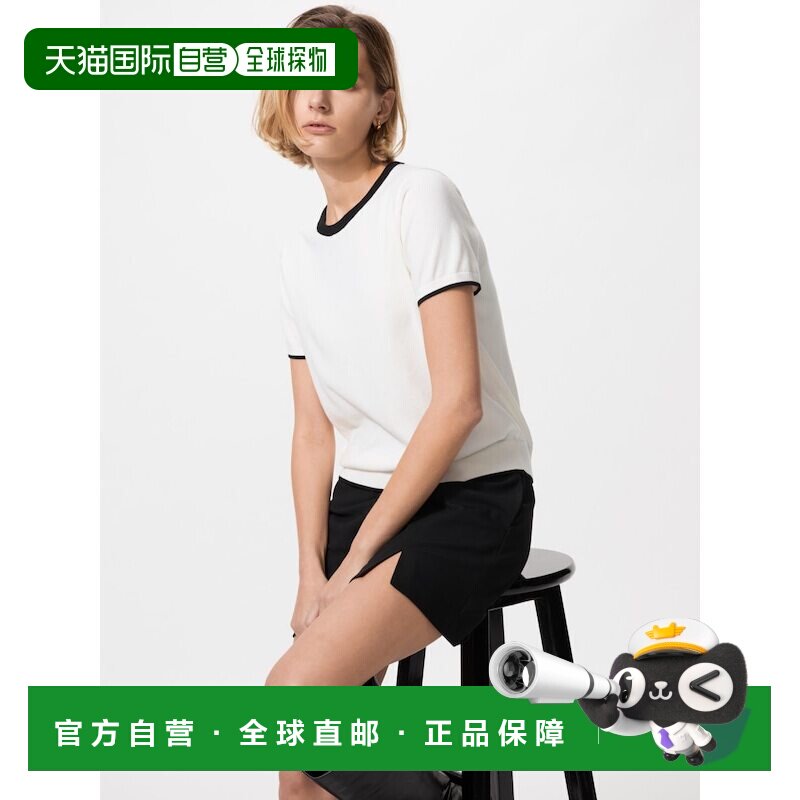 日本直邮UNIQLO优衣库  SS26 对比色圆领针织休闲短袖 T恤 女款图片