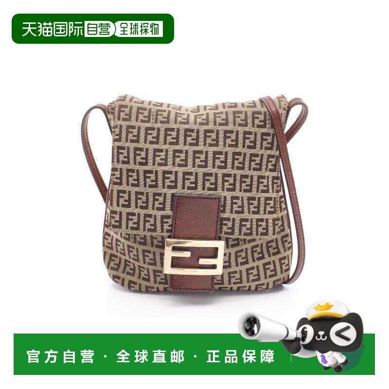 日本直邮中古Fendi芬迪女包B级9新Shoulder bag肩包帆布斜挎包浅