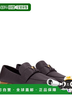 自营欧洲直邮LV路易威登 Mare女士巧克力色皮革logo标识乐福鞋