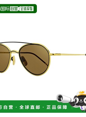 自营 Thom Browne中性椭圆形太阳镜TB109 CTGLDNVY金色/黑色53mm