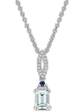 自营 925 纯银 Mimi & Max 1 克拉 TGW 八角形海蓝宝石蓝色蓝宝石