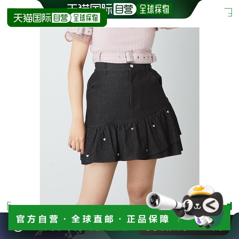 日本直邮Ank Rouge 女士心形铆钉高腰迷你牛仔裙 400110062400