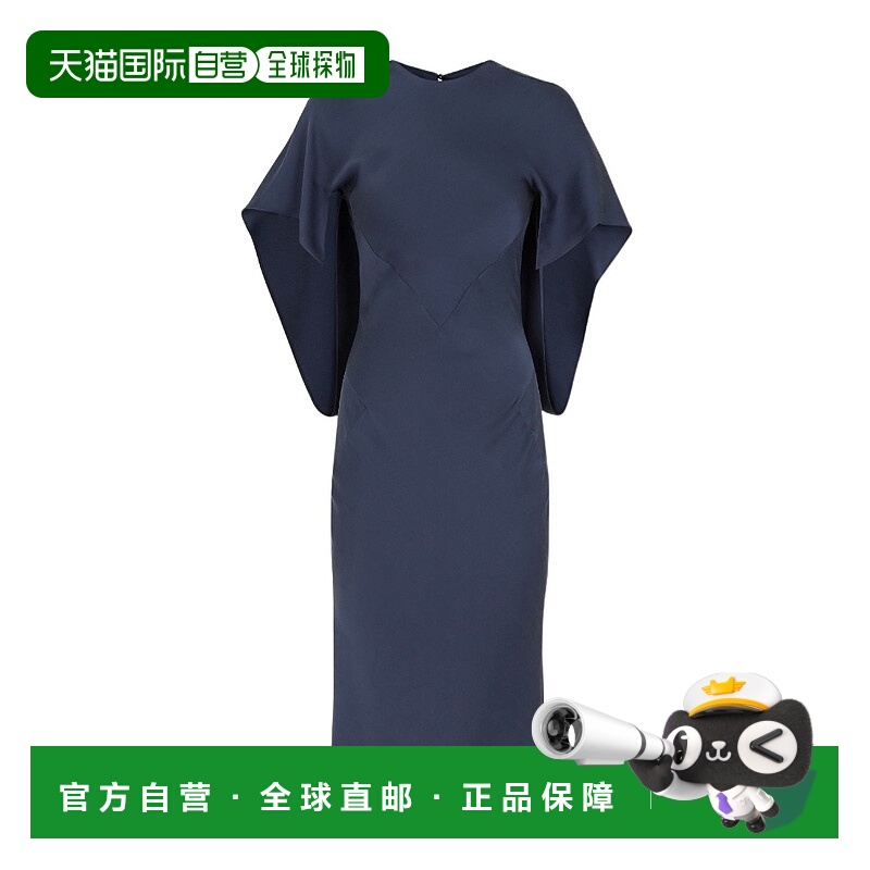 香港直邮Fendi 圆领中长连衣裙 FDC507AM3D真丝缎面紧身