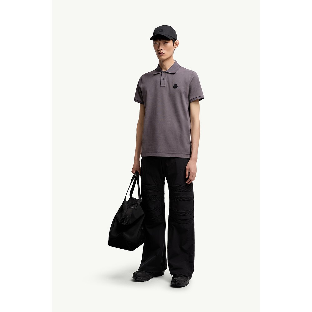 MONCLER (2025) 棉质珠地网眼 Polo 衫，带徽标贴片
