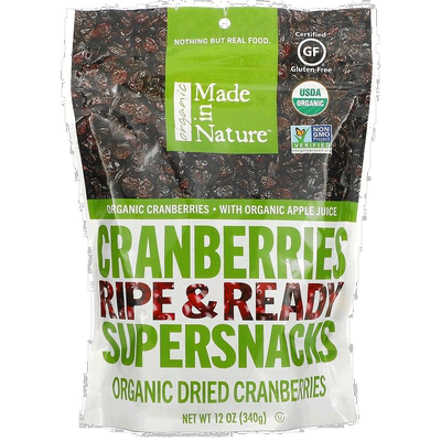 香港直发Made in Nature有机蔓越橘干新鲜即食340g成熟浆果无麸质