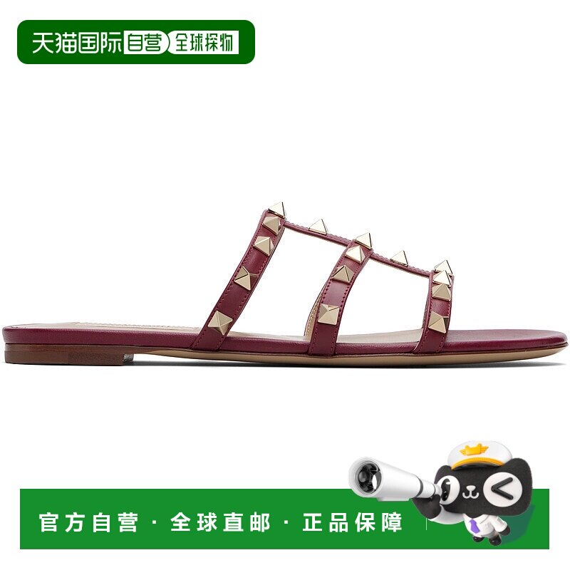 香港直邮潮奢 valentino 华伦天奴 女士 红色 Rockstud Flat Slid