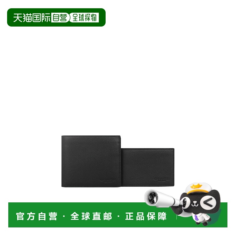 1h可退 Coach蔻驰 男士钱包 CR911BLK SS2019 黑色 徽标折叠钱包