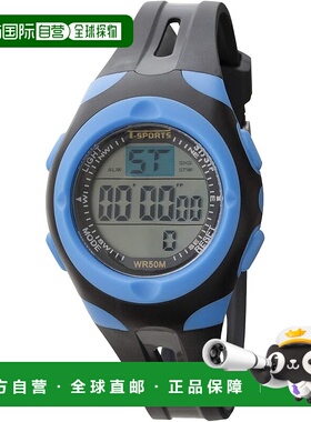 【日本直邮】CREPHA 女士数码手表 防水 黑色/蓝色 TS-D157-BL