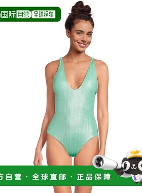 自营BECCA Oragami Swimsuits Women's  Aqua Sea Textured Knott