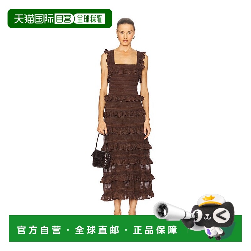 1h可退 香港直邮ZIMMERMANN 女士 蕾丝褶边中长连衣裙 4325DF251