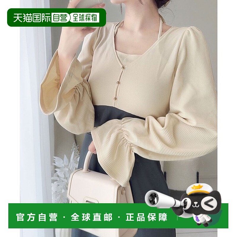 日本直邮Classical Elf 蝴蝶结设计层叠风糖果袖窄身连衣裙 C0451