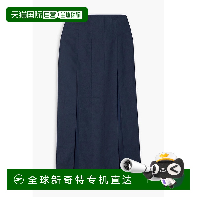 1h可退 香港直邮Staud 女士 Giana 亚麻中长半身裙 3024108NAVY