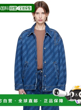 1h可退 香港直邮潮奢 Marni 玛尼 女士 蓝色条纹牛仔夹克 JKJD034