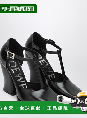 1h可退 香港直邮潮奢 LOEWE 罗意威 女士 ONDA 黑色T带亮面皮质浅