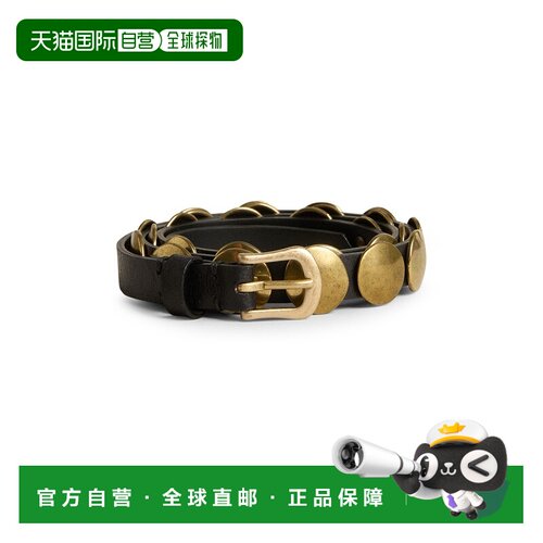 自营欧洲直邮GOLDEN GOOSE黄金鹅 Trinidad 女士黑色水洗金色铆钉
