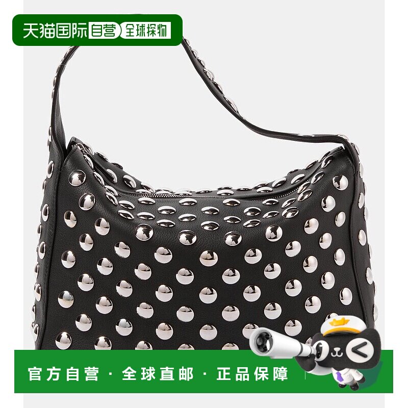 1h可退 香港直邮KHAITE 女士 Elena 小号铆钉皮革肩包 black黑色
