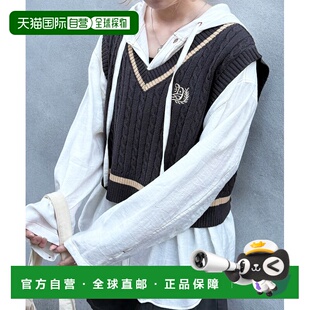 1h可退 日本直邮DOUBLE NAME女装宽松学院风针织背心 无袖半高领