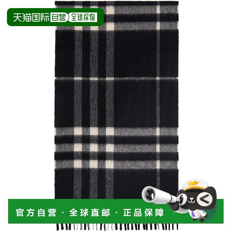 1h可退 香港直邮潮奢 Burberry 巴宝莉 女士 黑色 Check Cashmere