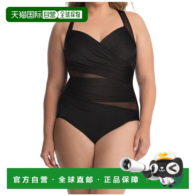 自营 miraclesuit网织马德罗连体泳衣-加在黑色-黑色 美国奥莱直