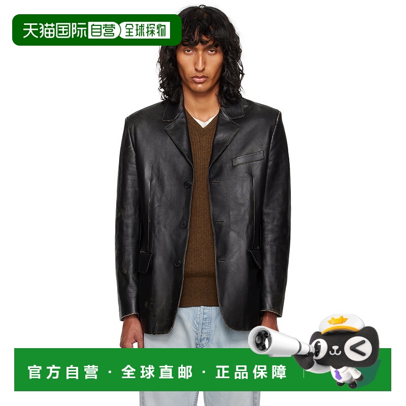 1h可退 香港直邮潮奢 The Row 男士 黑色 Genki 皮革夹克 793L274