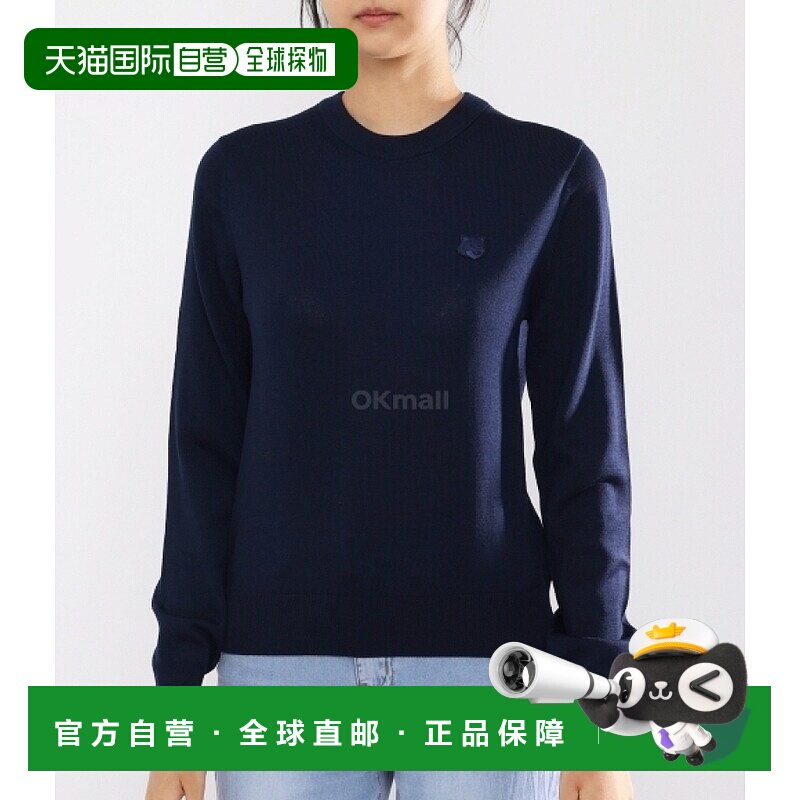 韩国直邮MAISON KITSUNE狐狸头贴片常规圆领针织跳线针织衫