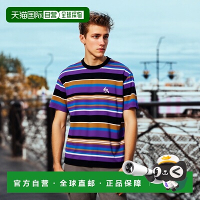 1h可退 日本直邮XLARGE 男女通用刺绣条纹短袖T恤 101252011024