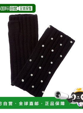 自营sofiacashmere 2X2 Rib Fingerless Cashmere Glove - black