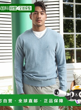 自营 Nautica男式Navtech V领毛衣-深锚麻 美国奥莱直发
