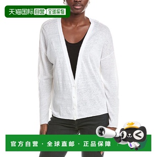 白色 费舍尔V领亚麻混纺开衫 美国奥莱直 fisher艾琳 自营eileen