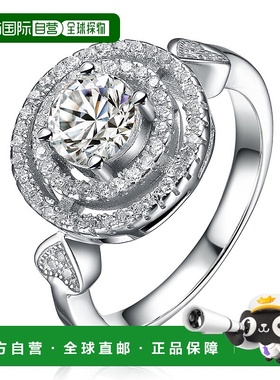 自营 GENEVIVE 纯银立方氧化锆双光环戒指 - 银白色 美国奥莱直发