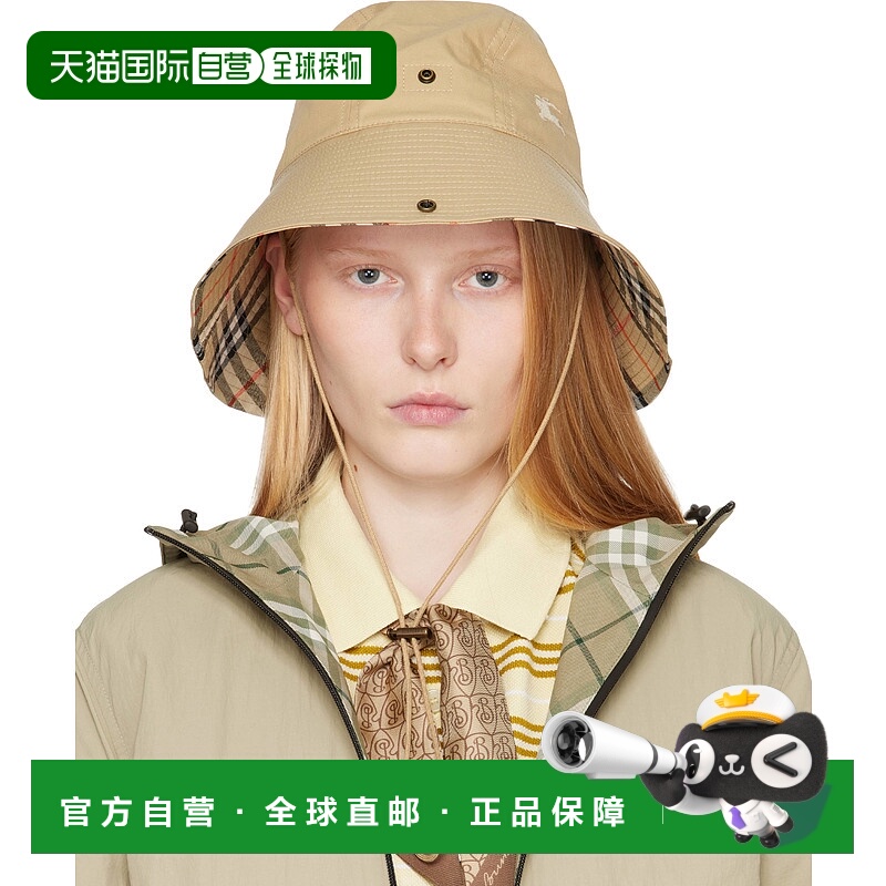 1h可退 香港直邮潮奢 Burberry 巴宝莉 女士 米色 Check Brim Gab
