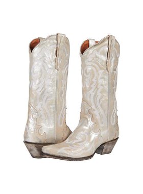 美国直邮Dan Post女士长筒靴子白色低跟防滑复古舒适时尚潮流