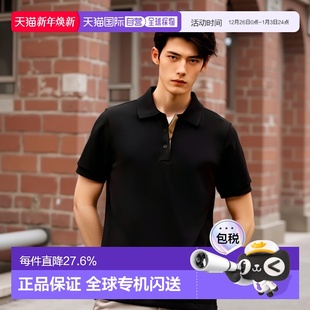 Polo衫 自营欧洲直邮Burberry博柏利男士 黑色棉混纺纯色直筒短袖