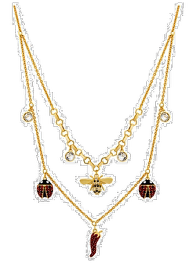 香港直邮Swarovski施华洛世奇项链古典红色瓢虫镀金 5498807链子
